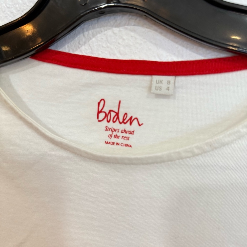 Boden Red White Stripe Long Sleeve T-Shirt Women’s Size Small 4 - Picture 2 of 3
